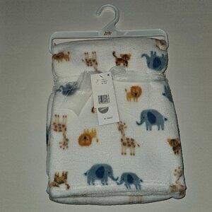 NEW Baby Gear Lion Giraffe Elephant Tiger Fleece Baby Blanket Safari Brown Blue